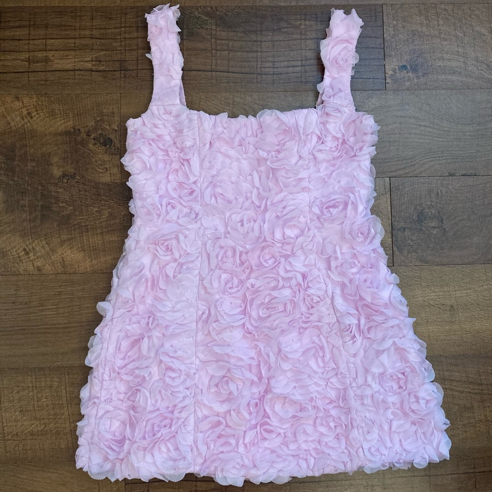 Oh Polly NWT Posy Floral Appliqué Corset Mini Dress Lilac Pink Women’s 10 - Picture 3 of 16